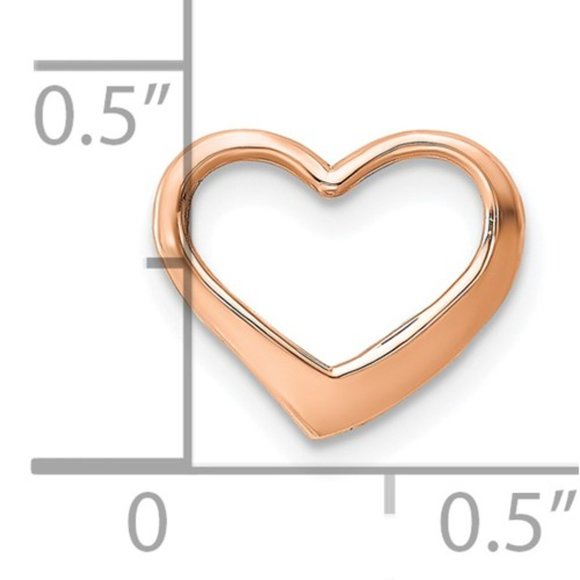 10k Yellow, White or Rose Gold Mini Floating Necklace Heart Slide Charm Pendant - Picture 10 of 16